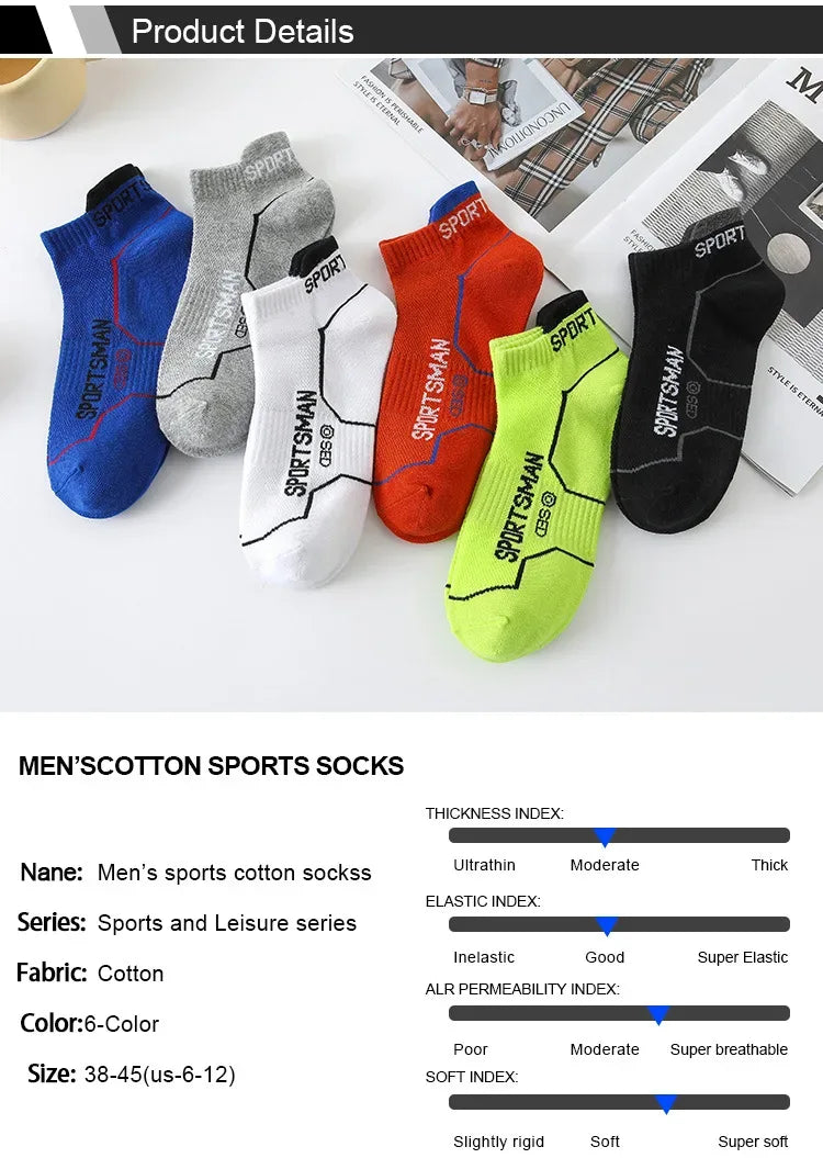 6 Pairs Socks Men's Short Socks Sweat Absorbent and Odorous Basketball Socks Running Sports Socks Breathable Mesh Men's Socks - Zen Fit Plus