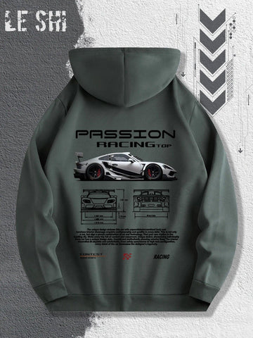 Men'S Passionate Racing Graphic Hoodie Featuring Race Cars and Sports Car Illustrations, Perfect for Everyday Wear - Zen Fit Plus