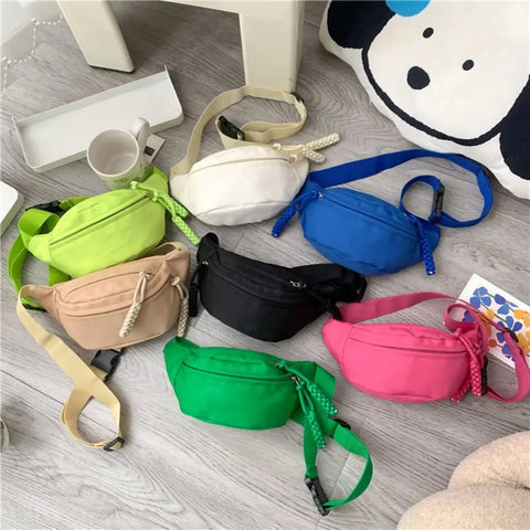 Canvas Children Bag Fashion Water Proof Large Capacity Crossbody Bag Zipper Solid Color Shoulder Bag Fanny Pack Hip Purse Zen fit plus