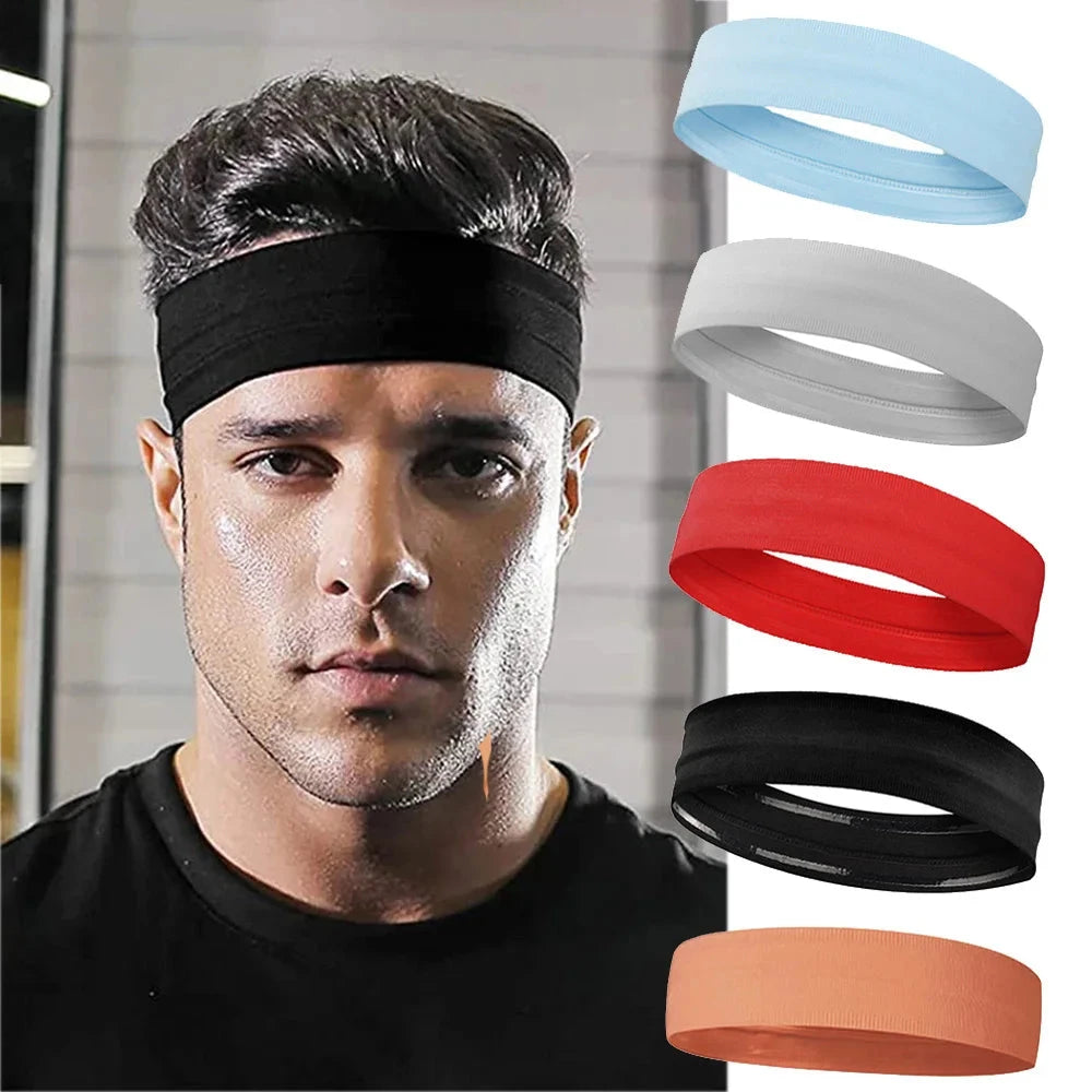 Men Sport Elastic Headbands Thick Non-Slip Sweatband Sports Gym Headband Women Men Breathable Basketball Fitness Yoga Hair Band Zen Fit Plus