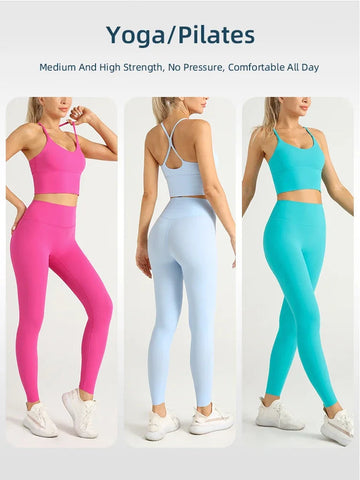 2 Piece Yoga Clothes Women's Tracksuit Athletic Wear Pilates Fitness Suit Gym Workout Push Up Clothes Sports Bra Leggings Suit Zen fit plus