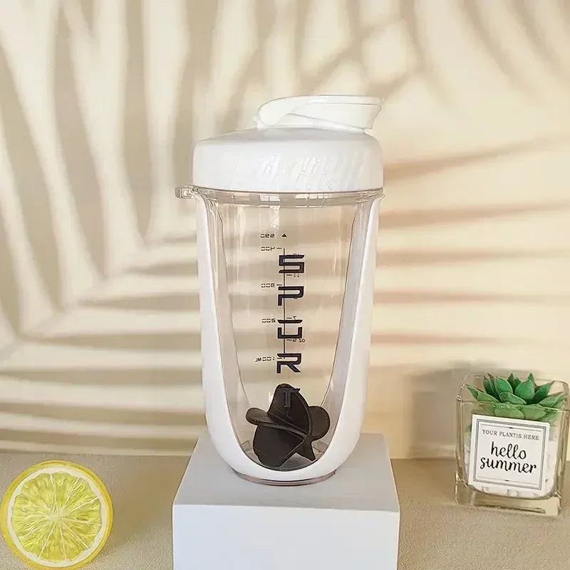 590ML Blender Shaker Bottle with Stirring Ball Protein Powder Shake Cup Plastic Mixing Cup Body Building Exercise Bottle Zen fit plus