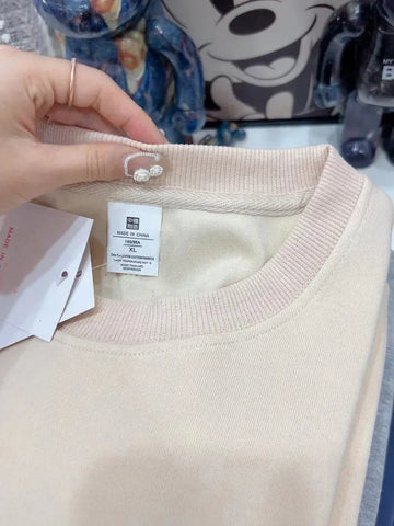 Thickened Fleece Cotton Hoodie Unisex Oversized round Neck Solid Color Couple's Sweatshirt Versatile Autumn Winter New Arrival - Zen Fit Plus