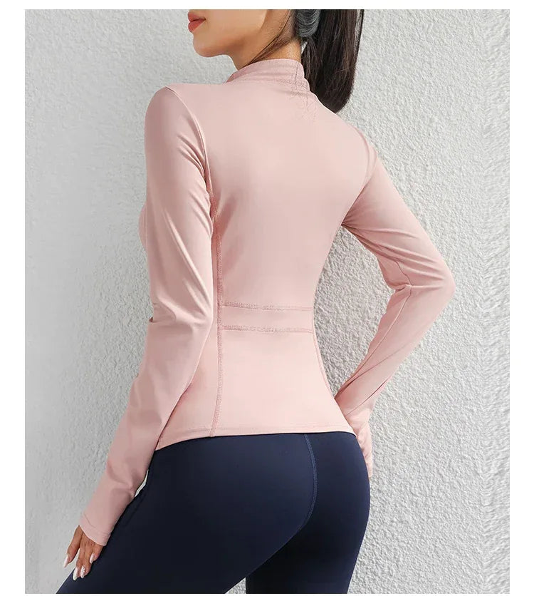 Women Yoga jacket Gym Wear zipper long sleeve fitness woman Jackets Coat - Zen Fit Plus