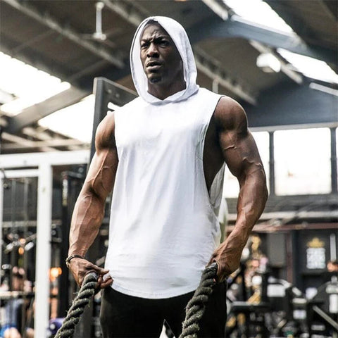 Bodybuilding Stringer Hoodies Gym Sleeveless Hooded Fitness Tank Tops Mens Running Sport Clothing Cotton Breathable Cool Shirt Zen fit plus