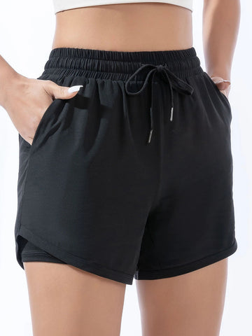 Sports shorts women wear fast-drying anti-light double-decker summer leisure fitness running training yoga pants holiday two Zen fit plus