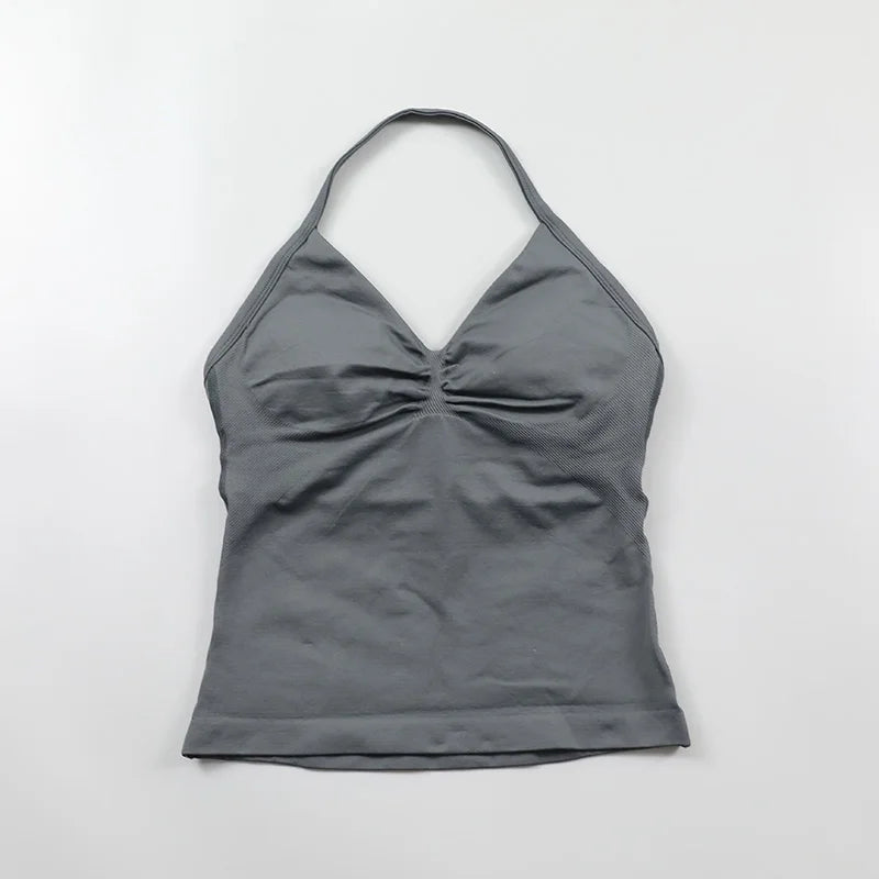 Impact Longline Strappy Top Women Seamless Yoga Tank Tops Ruched Backless Gym Clothes Workout Sleeveless Shirts With Buit In Bra Zen fit plus