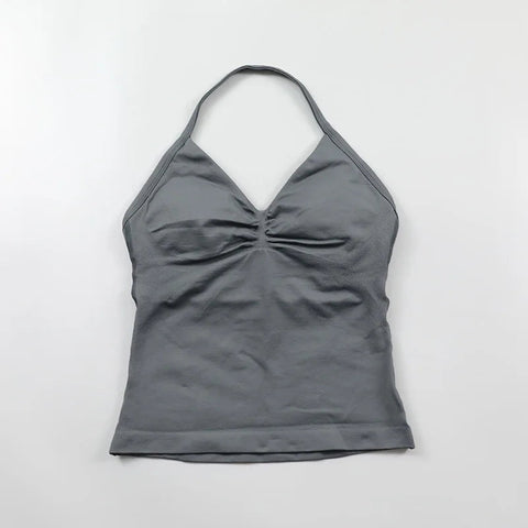 Impact Longline Strappy Top Women Seamless Yoga Tank Tops Ruched Backless Gym Clothes Workout Sleeveless Shirts With Buit In Bra Zen fit plus