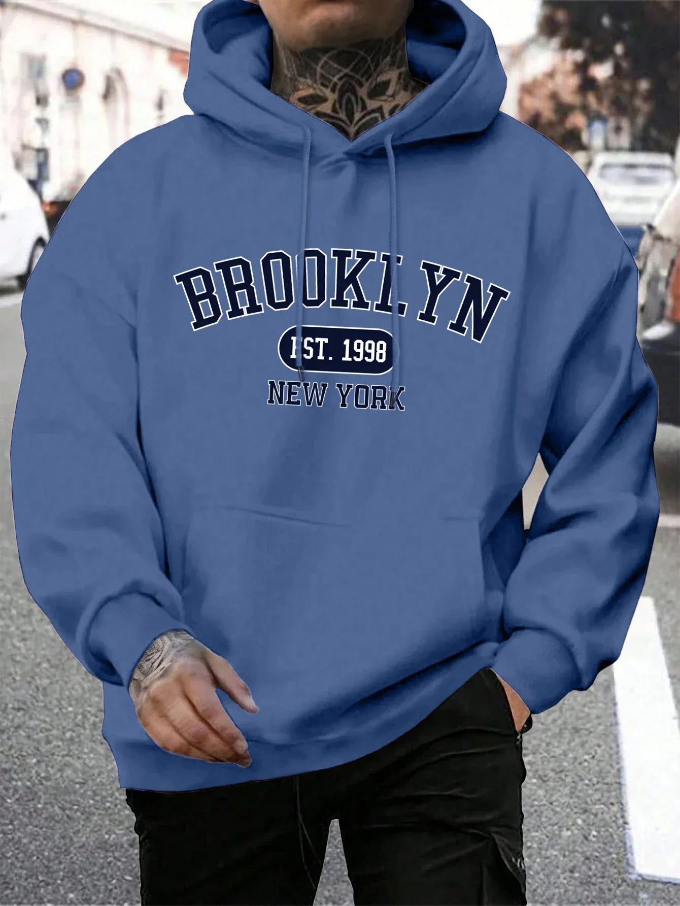 Brooklyn Est 1998 New York Printing Men Hoodies Harajuku Crewneck Hoodie Fashion Oversize Hoody Autumn Comfortable Tracksuit - Zen Fit Plus