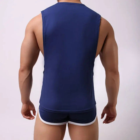 New Brand Men Low Cut Fashion Loose Sleeveless Shirt Tops & Boxers Sets Men's Undershirt Vest Home Sleepwear Casual Suit Singlet Zen fit plus