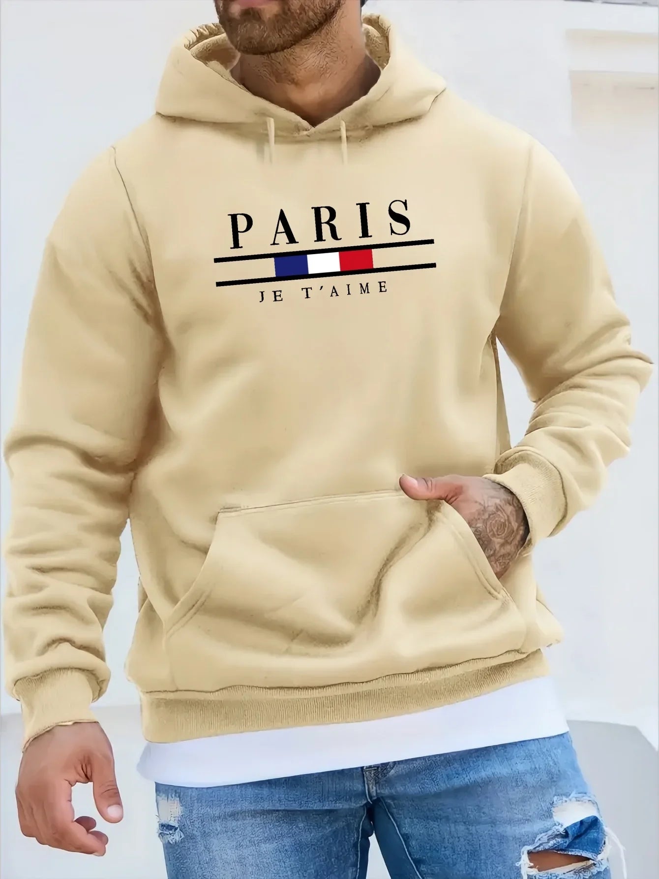Fashionable Men's Hoodie with Street Casual Sports Style Long Sleeve and Kangaroo Pocket Fleece Sweatshirt for Autumn and Winter Zen fit plus