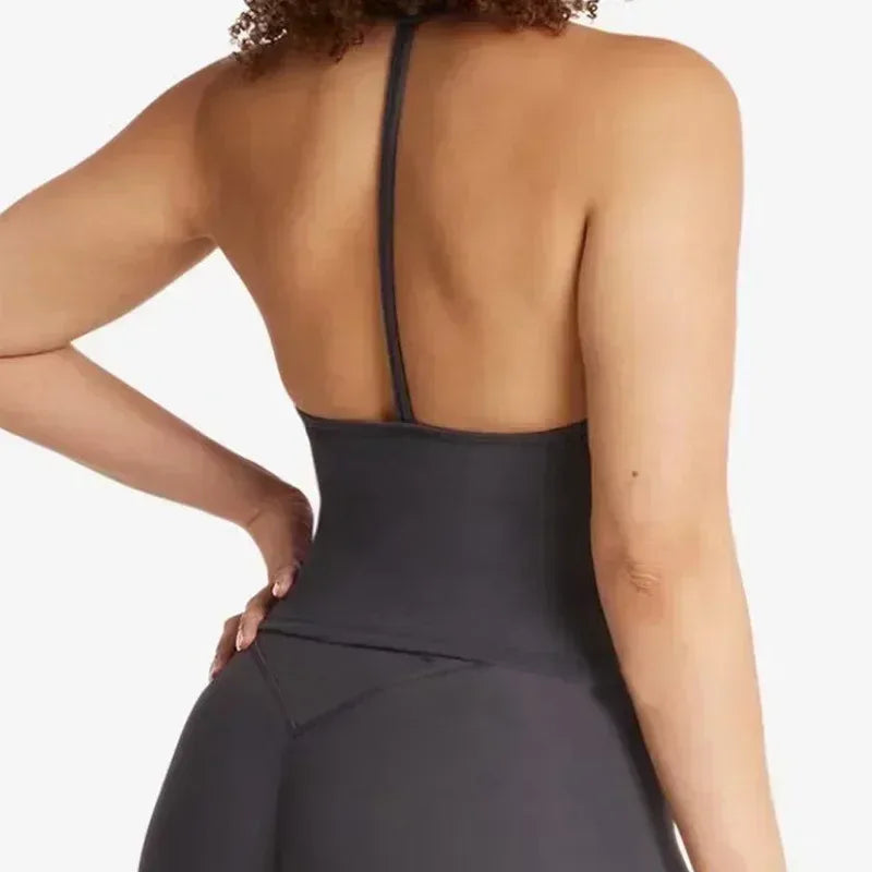 Women sexy halter halter fitness wear Yoga vest with chest pad Sports bra Sports shorts Yoga fitness clothing - Zen Fit Plus