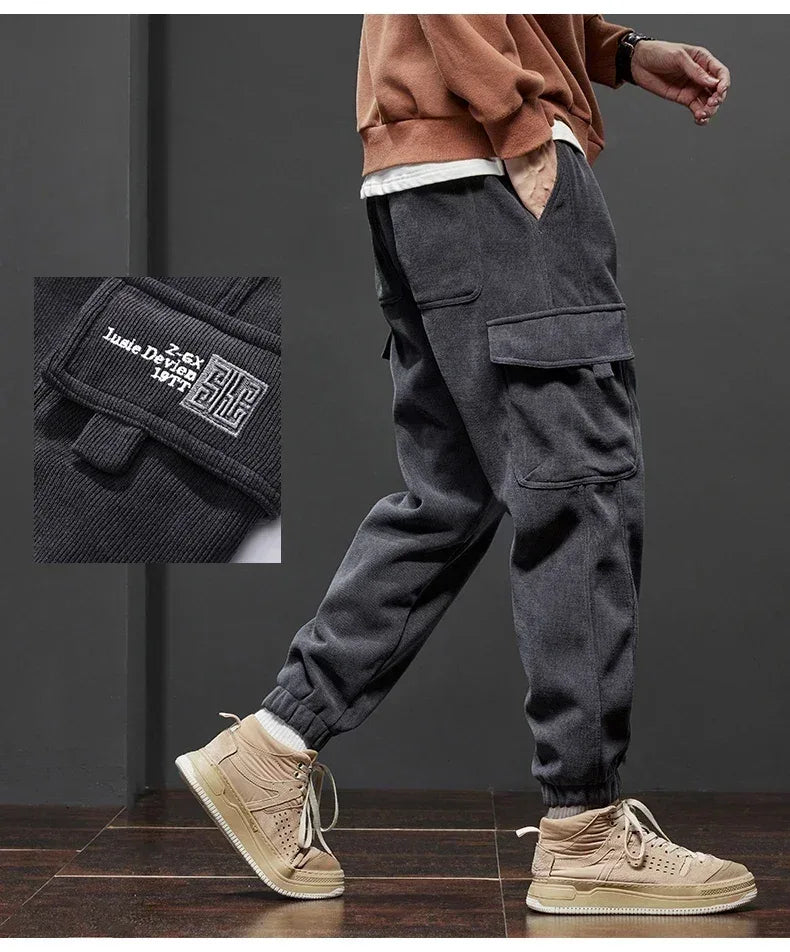 Spring Autumn New Style Elastic Waist Casual Pants for Men Stretch Straight Drawstring Harem Jogging Sports Long Pants Male - Zen Fit Plus