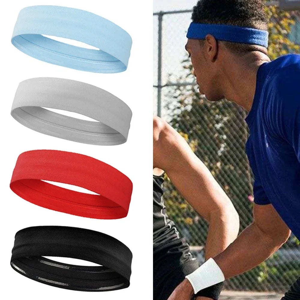 Men Sport Elastic Headbands Thick Non-Slip Sweatband Sports Gym Headband Women Men Breathable Basketball Fitness Yoga Hair Band - Zen Fit Plus