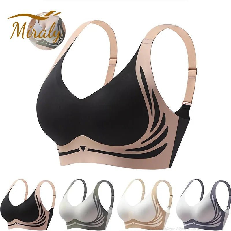 Powerful Push up Seamless Bra Women Gathered Up Wireless Bra Soft Full Coverage Support Adjustable Underwear Anti Sagging Bra Zen Fit Plus