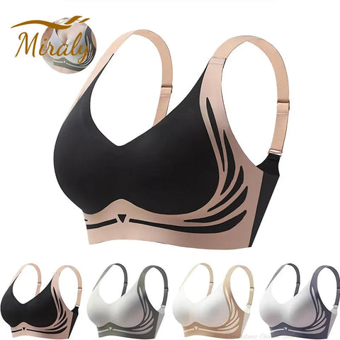 Powerful Push up Seamless Bra Women Gathered Up Wireless Bra Soft Full Coverage Support Adjustable Underwear Anti Sagging Bra Zen Fit Plus