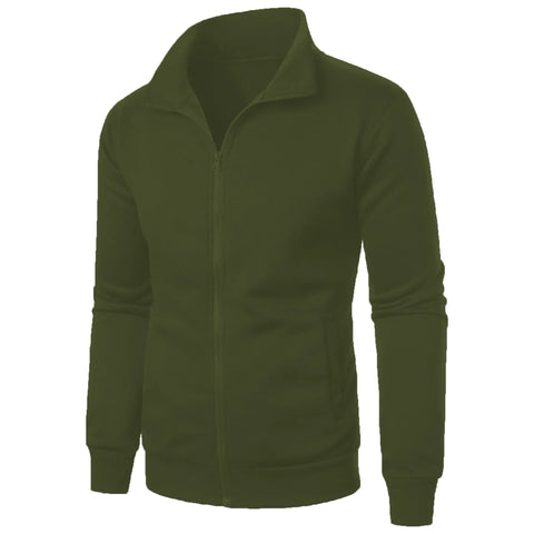 Men's casual sports zipper stand up collar jacket, men's solid color top - Zen Fit Plus