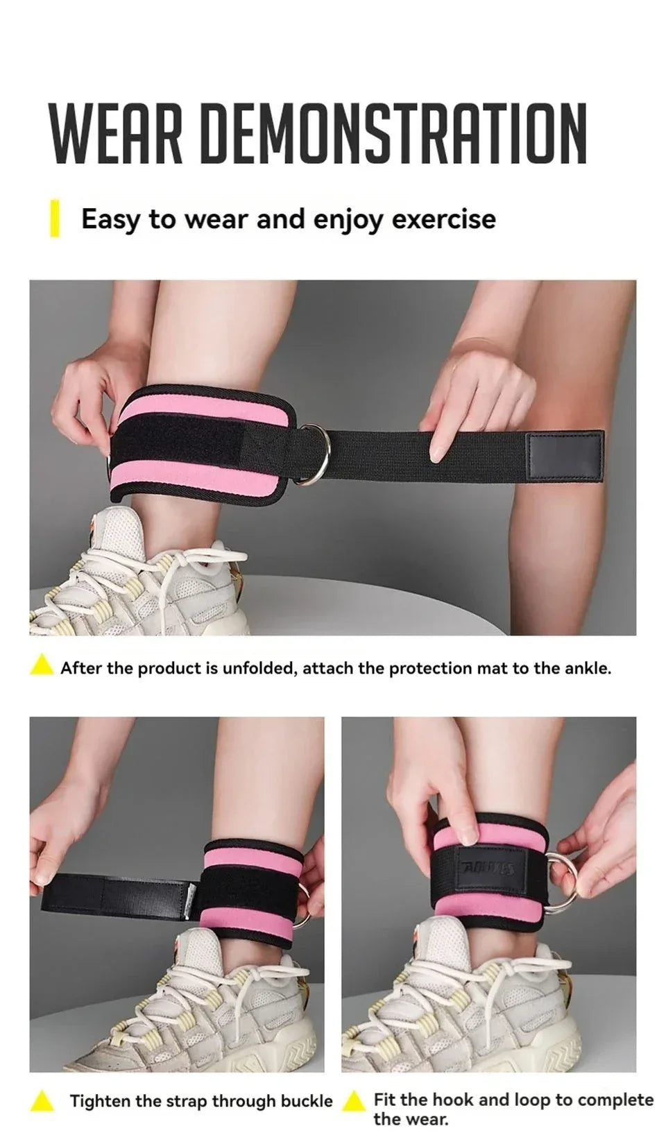 Adjustable Padded Ankle Wrist Cuffs Padded Straps D-Ring Glute Kickback for Cable Machine, Ideal for Glutes Exercises - Zen Fit Plus