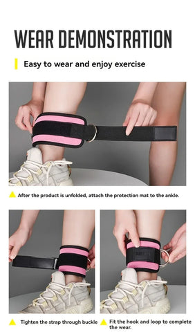 Adjustable Padded Ankle Wrist Cuffs Padded Straps D-Ring Glute Kickback for Cable Machine, Ideal for Glutes Exercises - Zen Fit Plus