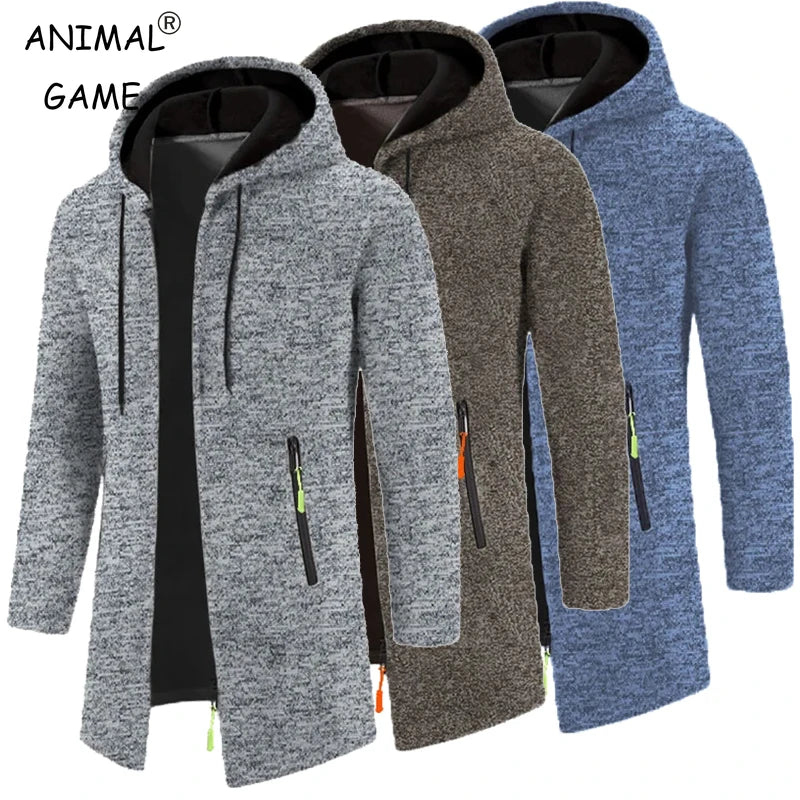 Sweatwear Men's Hoodies Long Sleeve Sweatshirts for Men Zipper Hooded Mens Oversize Winter Top Jacket Coat Black Sweater Zen fit plus