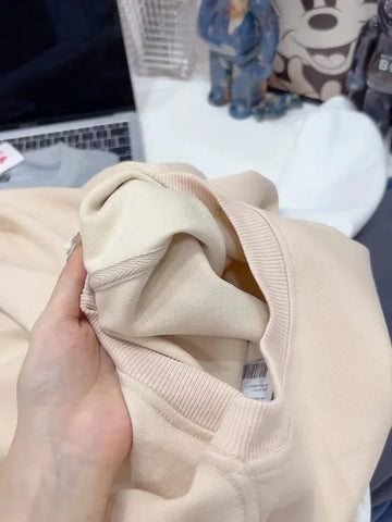 Thickened Fleece Cotton Hoodie Unisex Oversized round Neck Solid Color Couple's Sweatshirt Versatile Autumn Winter New Arrival - Zen Fit Plus