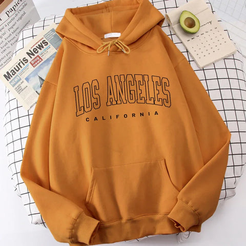 Los Angeles Art Letter Design Women Hoodies American Style Casual Hoody Autumn Hip Hop Female Hoodie Casual Fleece Clothing - Zen Fit Plus