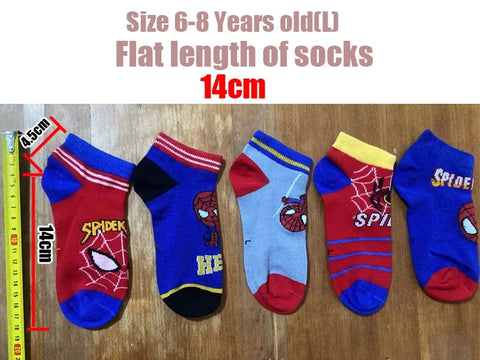 5 Pairs Spiderman Children Socks Anime Kids Boys Short Sock Kawaii Child Cartoon Baby Summer Spring Boat Socks Kids Gift 1-12Y - Zen Fit Plus