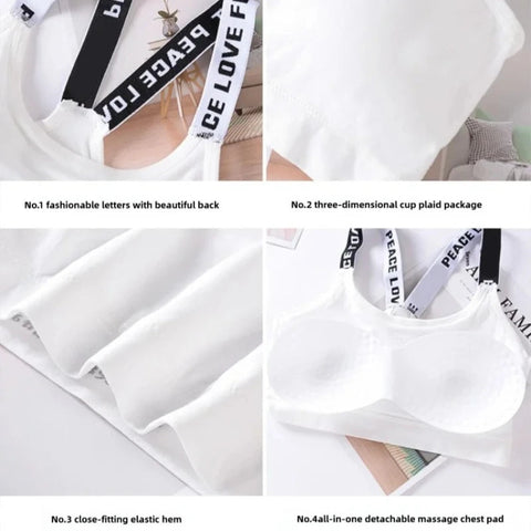 Fashion Tank Tops Sports Underwear Women Yoga Fitness Seamless Crop Top Wide Letter Straps Comfortable Workout Activewear Zen Fit Plus