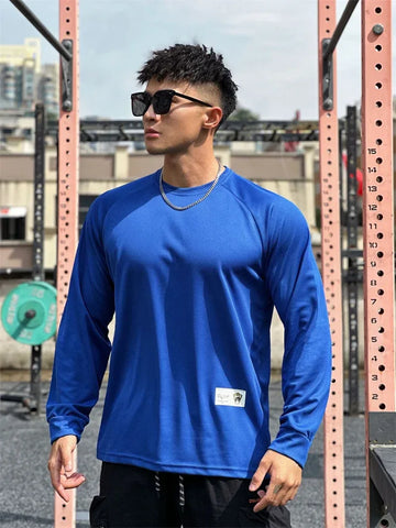 High quality Autumn men long sleeved T-shirt Fashion sport Round Collar fitness running mesh Breathability Training T-shirt men - Zen Fit Plus