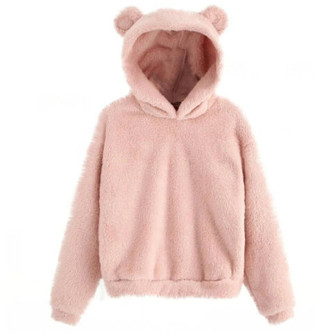 Women's Pullover Long Sleeve Fleece Sweatshirt Warm Bear Shape Fuzzy Hoodie Sweater Pullover Zen fit plus