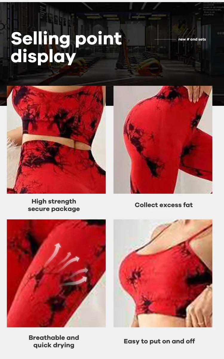 Tie Dye Yoga Women's Tracksuit Fitness Yoga Sets Sportswear Workout Bra+High Waist Leggings Gym Clothing Seamless Sports Suits - Zen Fit Plus