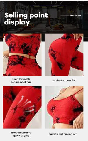 Tie Dye Yoga Women's Tracksuit Fitness Yoga Sets Sportswear Workout Bra+High Waist Leggings Gym Clothing Seamless Sports Suits - Zen Fit Plus