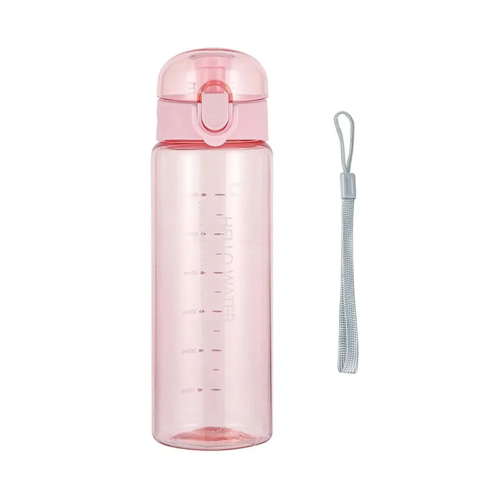 Reusable Clear Water Bottle BPA-Free Leak-Proof Plastic Water Bottle with Carrying Strap, Flip Top Drink Bottles for Travel Gym Zen fit plus