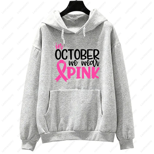 In October We Wear Pink Sweatshirt I'm A Survivor Clothing Team Cancer Motivational Long Sleeve Cancer Awareness Women Shirt Zen Fit Plus
