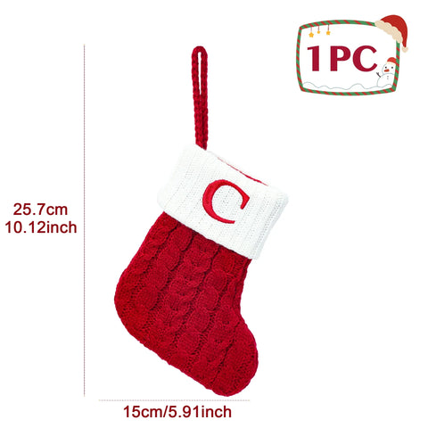 Christmas Socks Knitting Snowflake Letter Stocking Christmas Decoration 2025 For Home Xmas Tree Ornament Gift Navidad Natal 2026 - Zen Fit Plus