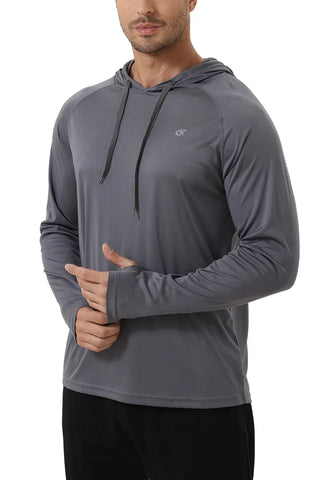 Summer Men's Long Sleeve UPF 50+ Hoodie Shirts, Rash Guard Quick Dry Lightweight T-shirt for Outdoor Jogger Sport Pullover - Zen Fit Plus