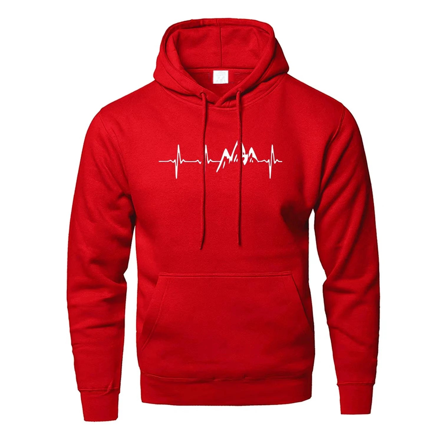 Mountain Heartbeat Hoodies for Man Sweatshirt Autumn Long Sleeve Hooded Sweatshirt Hoodie Black Gray Sportswear Zen fit plus