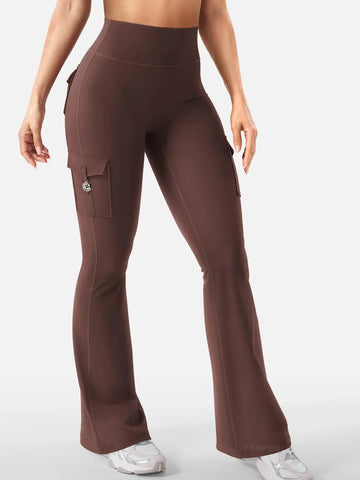 Essential Women's Fitness Pants: High-Waisted Flared Workout Pants with Pockets, Shaping and Tummy-Control Fitness Pants. - Zen Fit Plus