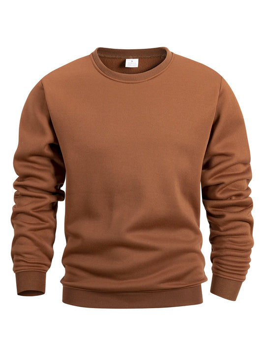 Men's Crew Neck Sweatshirts Solid Color Sweatwear Spring Outdoor Casual Daily Long Sleeve Pullover Hoodie Man Sportswear Zen Fit Plus
