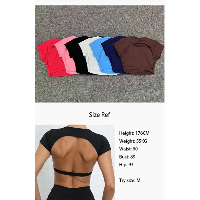 Hearuisavy Sports Shirts Breathable Workout Tops Fitness Sportswear Female Backless Yoga Clothing Sport Crop Tops Women Gym Top - Zen Fit Plus