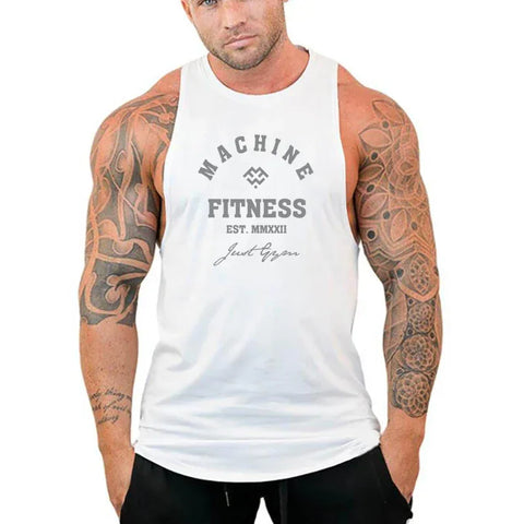 MACHINE FITNESS JUST GYM Bodybuilding Tank Top Mens Workout Vest Cotton Sleeveless shirt Jogger clothing Muscle Stringer Singlet - Zen Fit Plus
