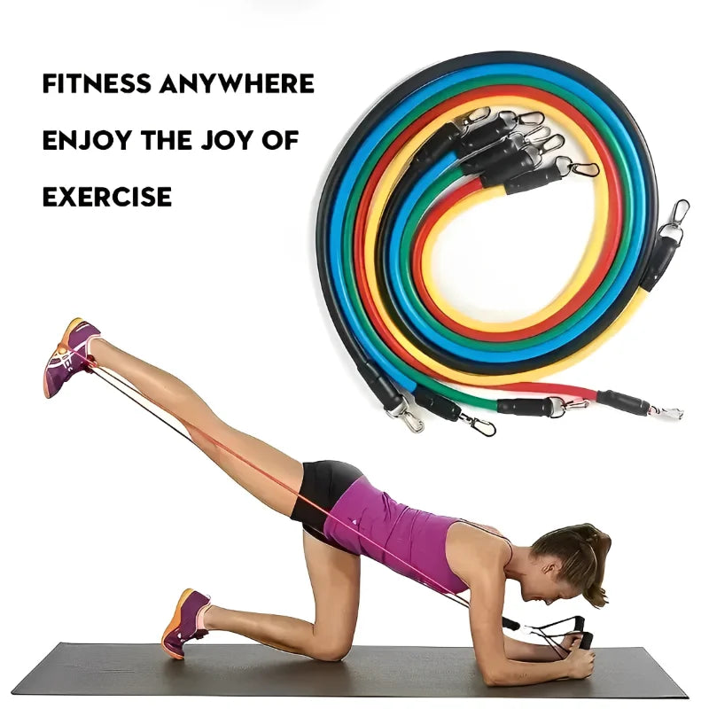 11pcs/Set Pull Rope Resistance Bands Portable Fitness Equipment Ankle Strap Chest Expander Elastic Exercise Band Zen fit plus