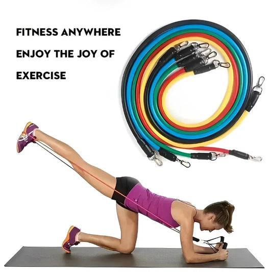 11pcs/Set Pull Rope Resistance Bands Portable Fitness Equipment Ankle Strap Chest Expander Elastic Exercise Band Zen fit plus