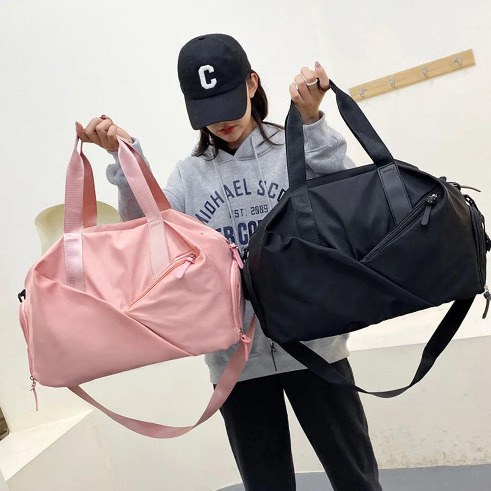 Women Gym Sports Bag Waterproof Swimming Yoga Mat Pink Weekend Travel Duffle Bags for Women Sport Fitness Shoulder Handbag Zen fit plus