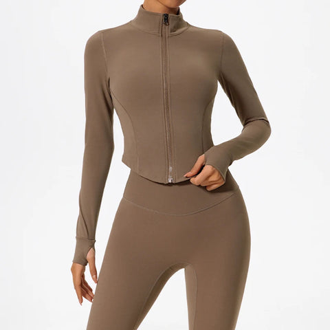 Hearuisavy Ultra-Soft Fabrics Casual Tight Sports Jackets Women Zipper Yoga Clothes Female Quick-Dry Long Sleeve Sportswear Zen fit plus