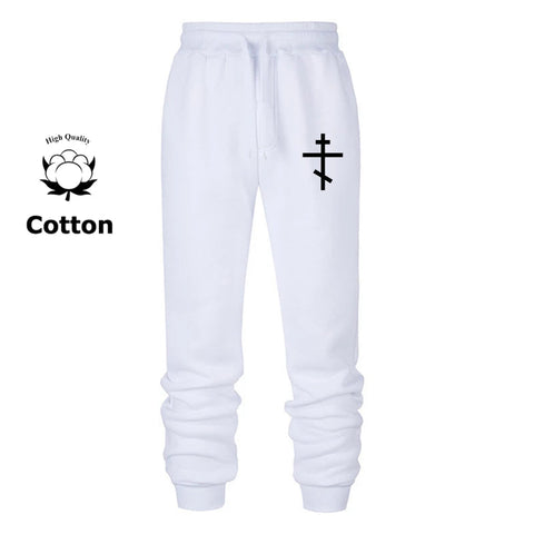 Cross Print Sweatpants for Men Christian Athletic Running Joggers Trackpants Autumn Winter Warm Cozy Fleece Lined Pants Trousers Zen fit plus