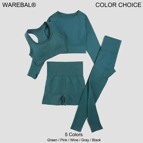 WAREBALL 2/3/4pcs Seamless Yoga Set Gym Clothes Sportswear Yoga Suits For Women Fitness Set Tracksuits Sports Bra Gym Leggings Zen fit plus
