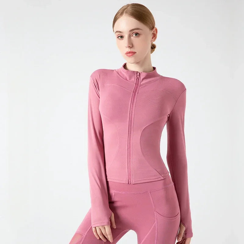 Women's Tracksuit Jacket Slim Fit Long Sleeved Fitness Coat Yoga Tops with Thumb Holes Gym Jacket Workout Sweatshirts 2024 S-3XL Zen fit plus