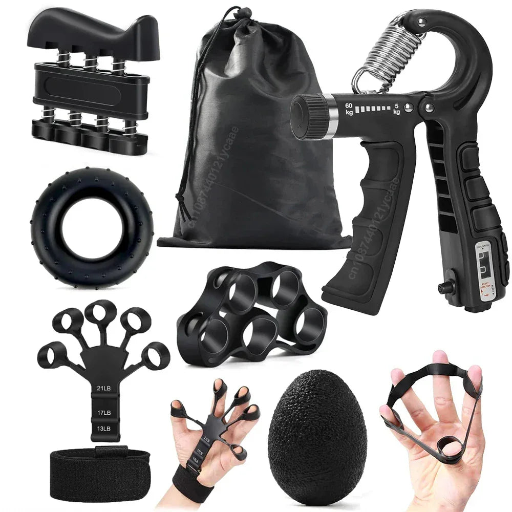5-60Kg Adjustable Grip Strength Trainer with Finger Exerciser Hand Grip Strengthener for Muscle Building and Injury Recover - Zen Fit Plus
