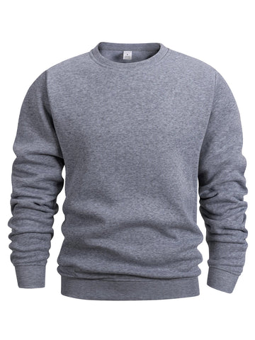 Men's Crew Neck Sweatshirts Solid Color Sweatwear Spring Outdoor Casual Daily Long Sleeve Pullover Hoodie Man Sportswear Zen Fit Plus